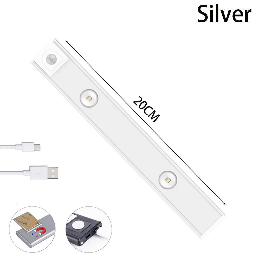 USB LED Night Light Motion Sensor Wireless Thin LED Light For Kitchen Cabinet Bedroom Wardrobe Indoor Lighting