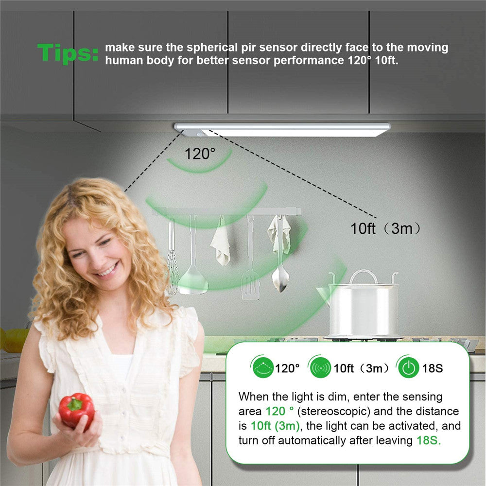 Motion Sensor LED Under Cabinet Light USB Rechargeable Wardrobe Closet Night Light For Kitchen Indoor Wall Lamps