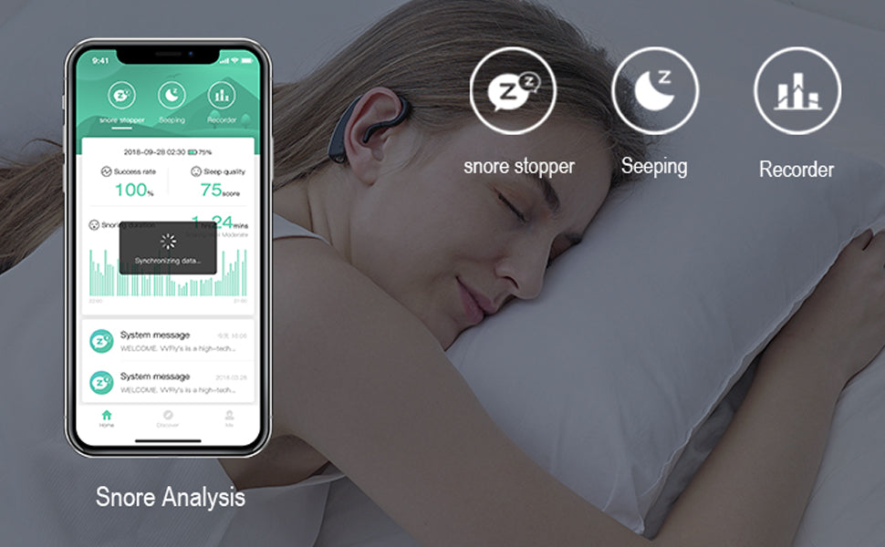 24 Hours Bluetooth Anti-snoring Device Charge Snore Earset Snore Stopper Sleeping Aid Snoring Analyzes Sleep Datas Good Sleep