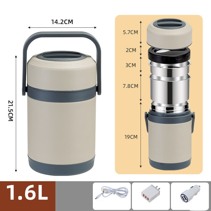 4 Stainless Steel Heated Plug-in USB Insulated Lunch Box