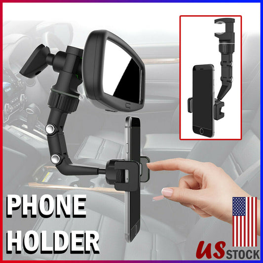 Universal 360 Rotation Car Rear View Mirror Mount Stand GPS Cell Phone Holder US