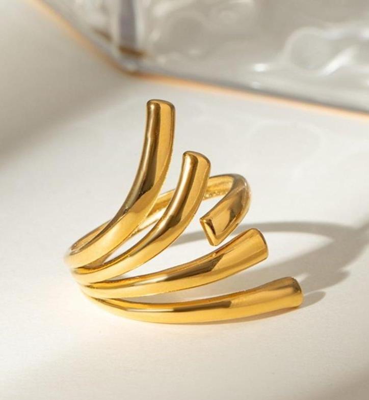 18K Gold-Plated Stainless Steel Irregular Open Ring