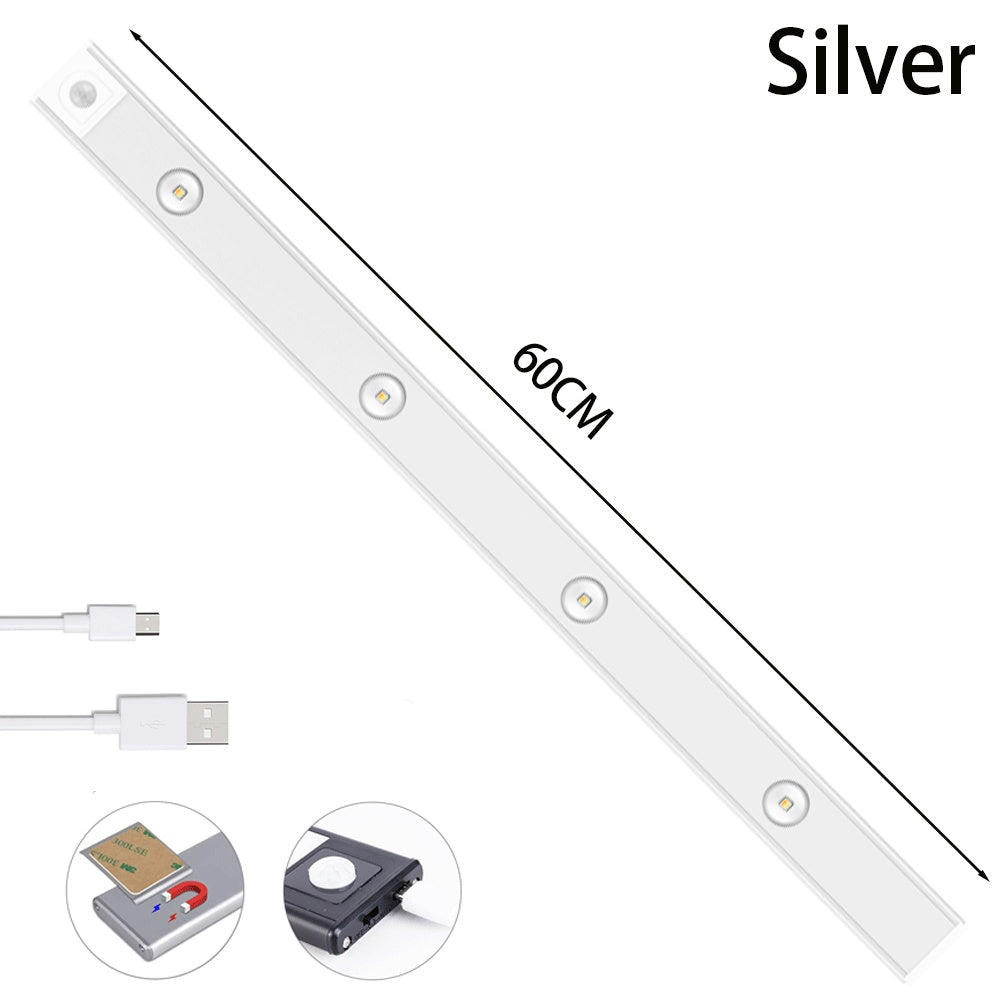 USB LED Night Light Motion Sensor Wireless Thin LED Light For Kitchen Cabinet Bedroom Wardrobe Indoor Lighting