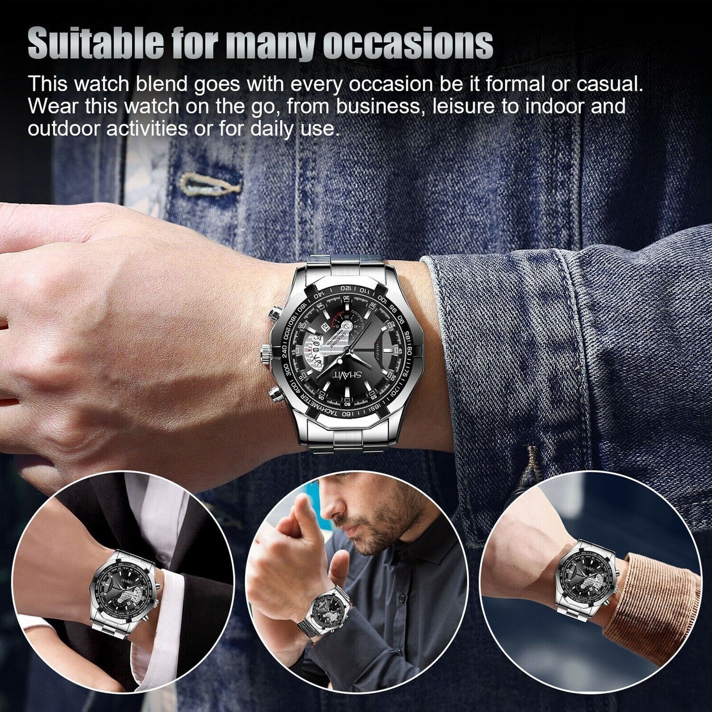 Men's Watch Stainless Steel Quartz Luminous Classic Watches