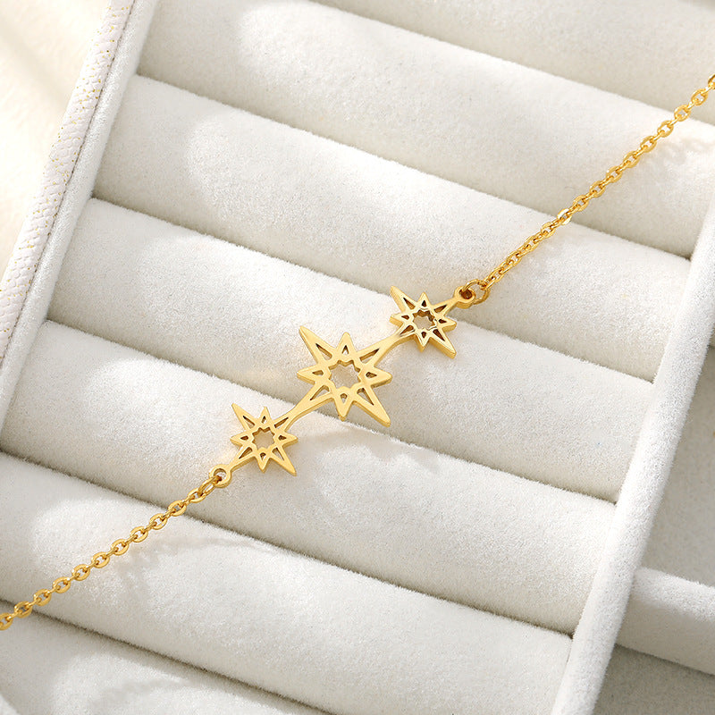 Hollow Gold Chain Stainless Steel Bracelet Star Pendant