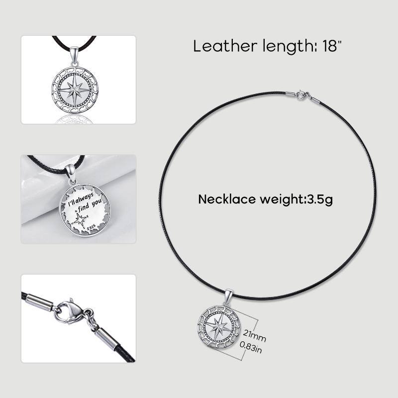 S925 Sterling Silver Compass Pendant Friendship Inspirational Necklace Graduation Gifts Jewelry