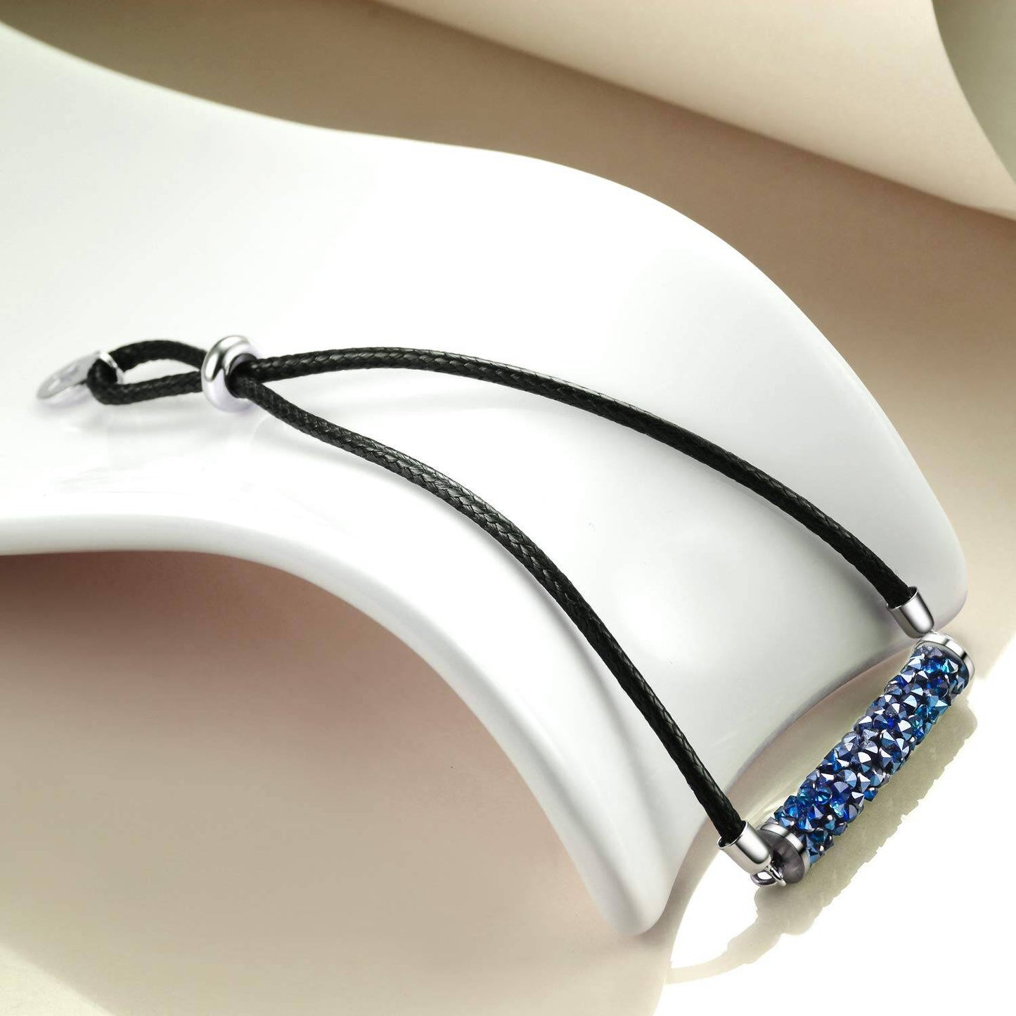 925 Silver Strand Bolo Bracelet Adjustable Crystaldust Bracelet with Crystal Tube Fine Jewelry for Women