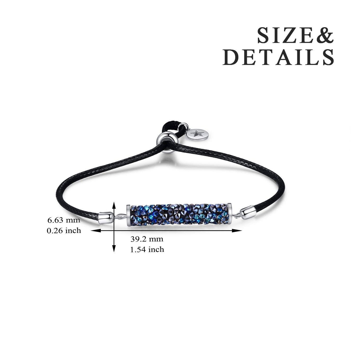 925 Silver Strand Bolo Bracelet Adjustable Crystaldust Bracelet with Crystal Tube Fine Jewelry for Women