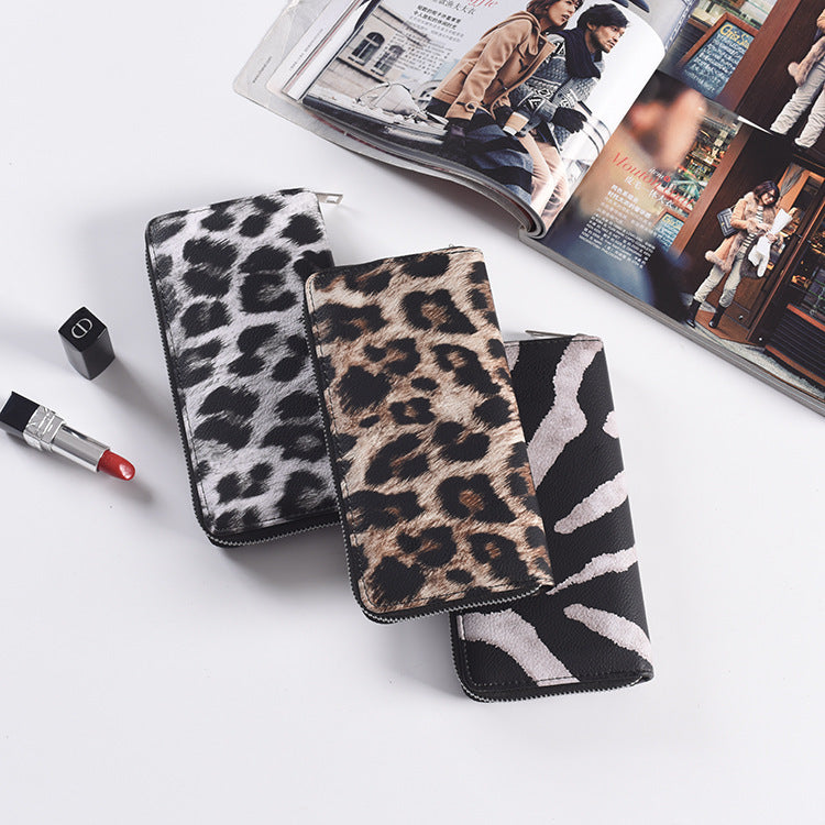 Fashion Long Zipper Women Wallets Bright Leather Black and White Wallet Prismatic Bag Flower Corner Clutch Bag Purse