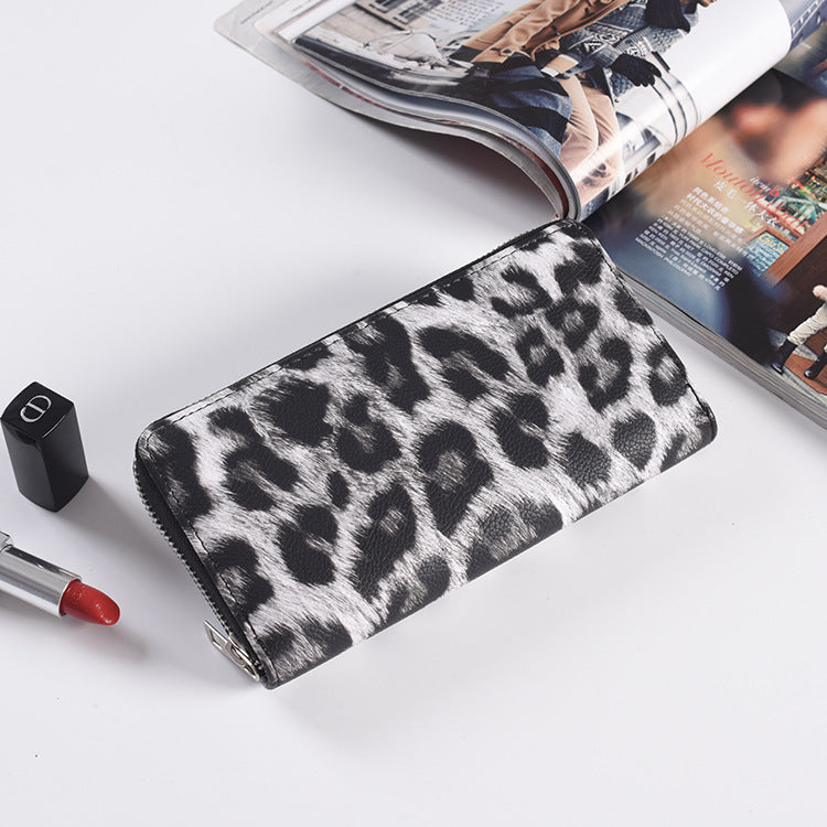 Fashion Long Zipper Women Wallets Bright Leather Black and White Wallet Prismatic Bag Flower Corner Clutch Bag Purse