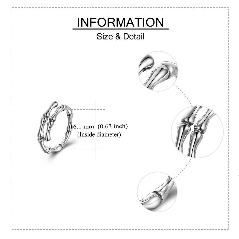 Bamboo Adjustable Ring Sterting Silver Open Ring Bamboo Rose Knot Adjustable Band Gifts for Women Men