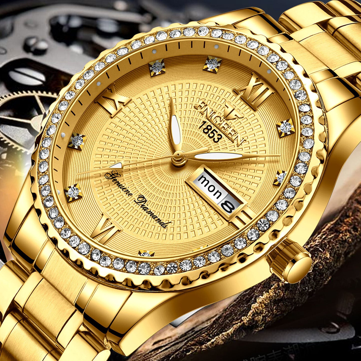 Classic Gold Men Quartz Watch Stainless Steel Business Watches