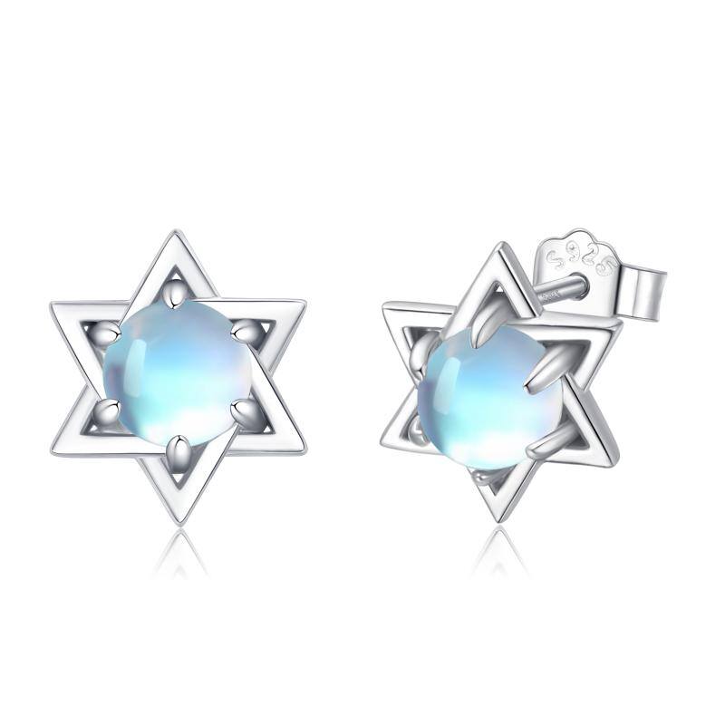 Sterling Silver 925 Moonstone Evil Eye Mini Hypoallergenic 5 mm Stud Earrings Jewelry for Sensitive Ears