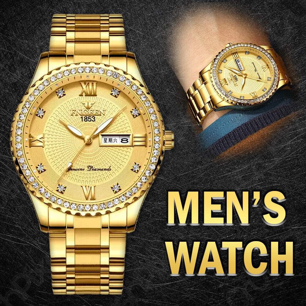 Classic Gold Men Quartz Watch Stainless Steel Business Watches