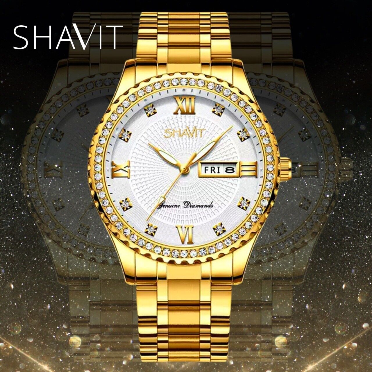 Men's Gold Watch Stainless Steel Quartz Wristwatch For Men