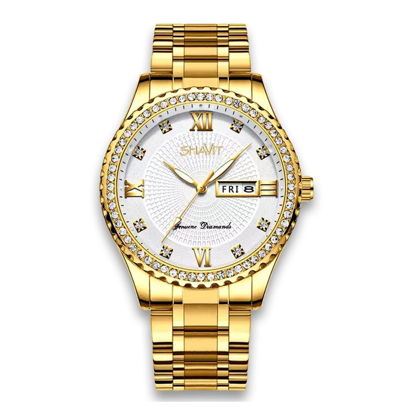 Men's Gold Watch Stainless Steel Quartz Wristwatch For Men