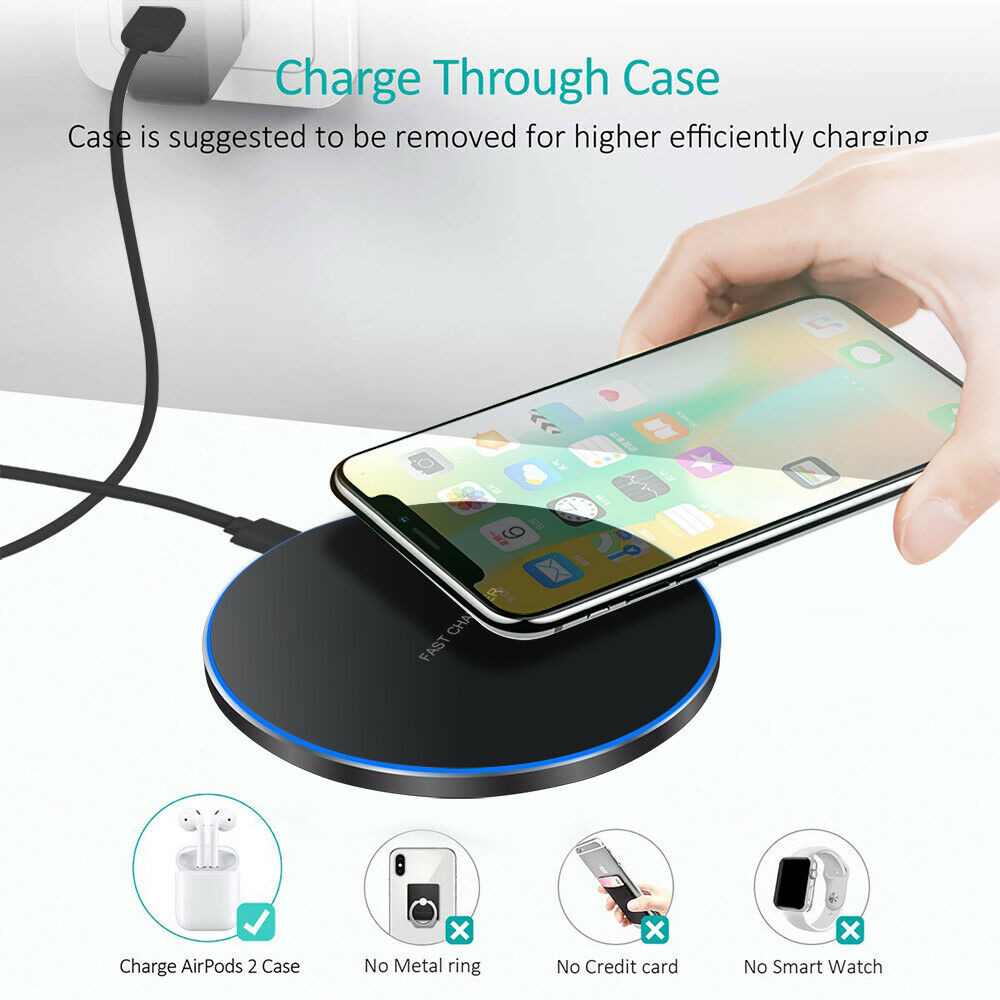 Wireless Charger Fast Charging Pad Mat for Samsung iPhone Android Phones Wireless Charger Fast Charging Pad Mat For iPhone 12 12Pro 11 11Pro XS 8