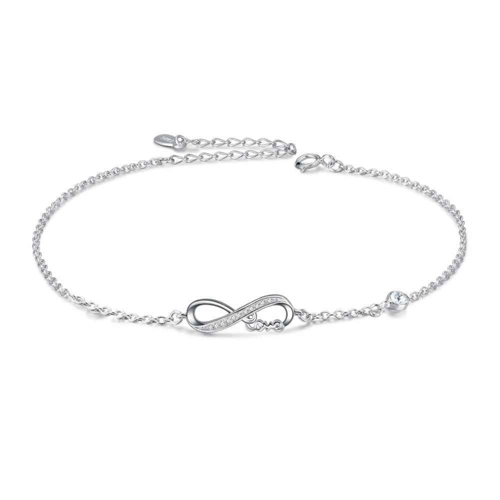 Infinity Anklet Bracelet for Women 925 Sterling Silver Charm Adjustable Anklet