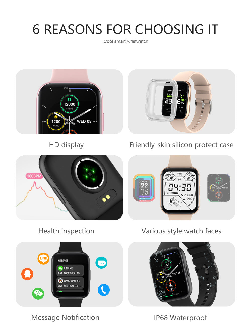 Full-touch Heart Rate Monitoring Sports Smart Bracelet