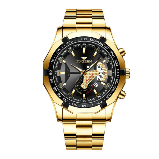 Waterproof Gold Men's Watch Classic Stainless Steel Quartz Wristwatch For Men