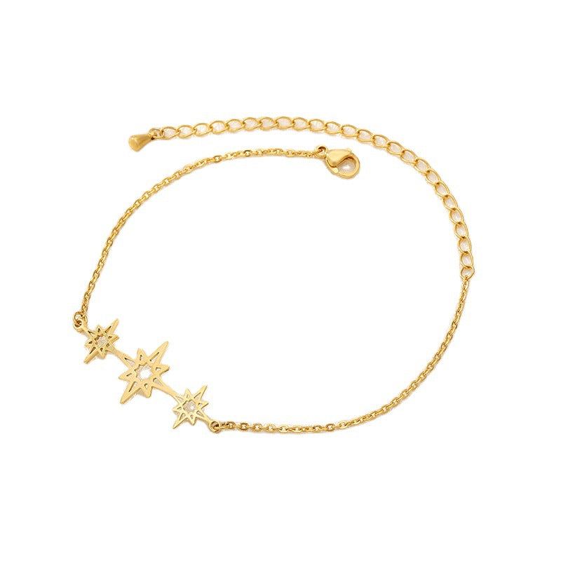 Hollow Gold Chain Stainless Steel Bracelet Star Pendant