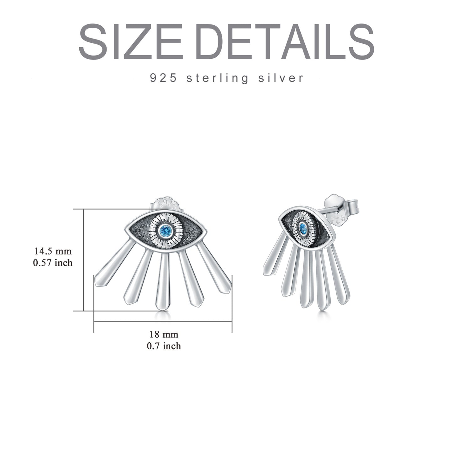 Evil Eye Earrings 925 Sterling Silver Blue Cubic Zirconia Evil Eye Stud Earrings Amulet Spiritua Protection Jewelry Gifts for Women Girls