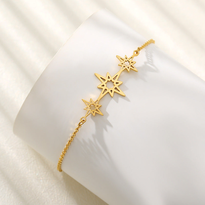 Hollow Gold Chain Stainless Steel Bracelet Star Pendant