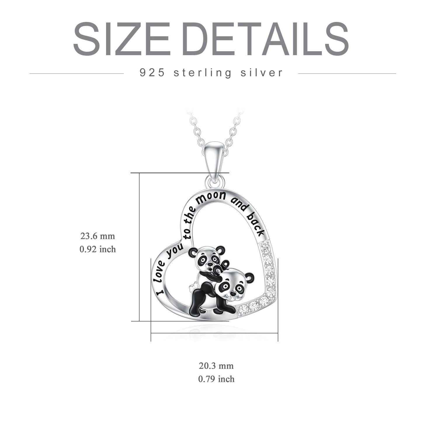 Panda Necklace 925 Sterling Silver Mother Daughter Necklaces