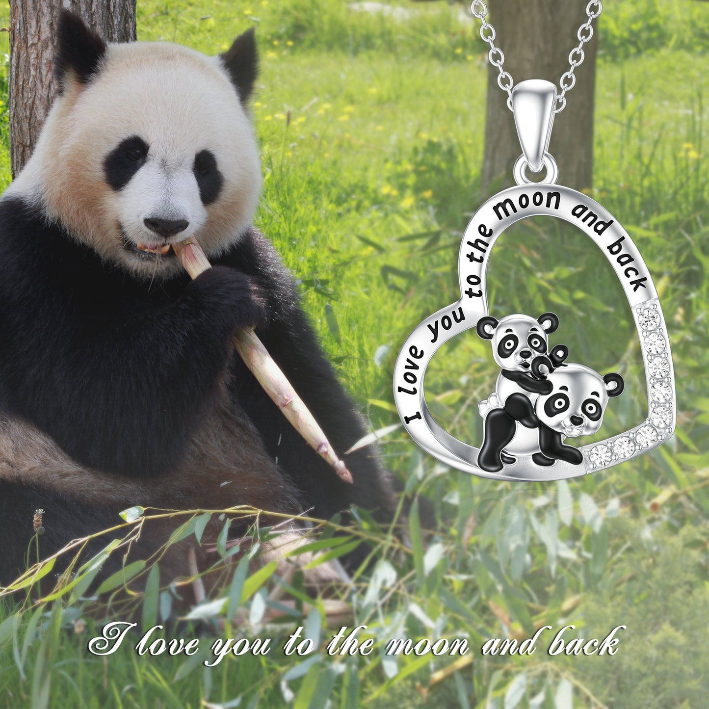 Panda Necklace 925 Sterling Silver Mother Daughter Necklaces