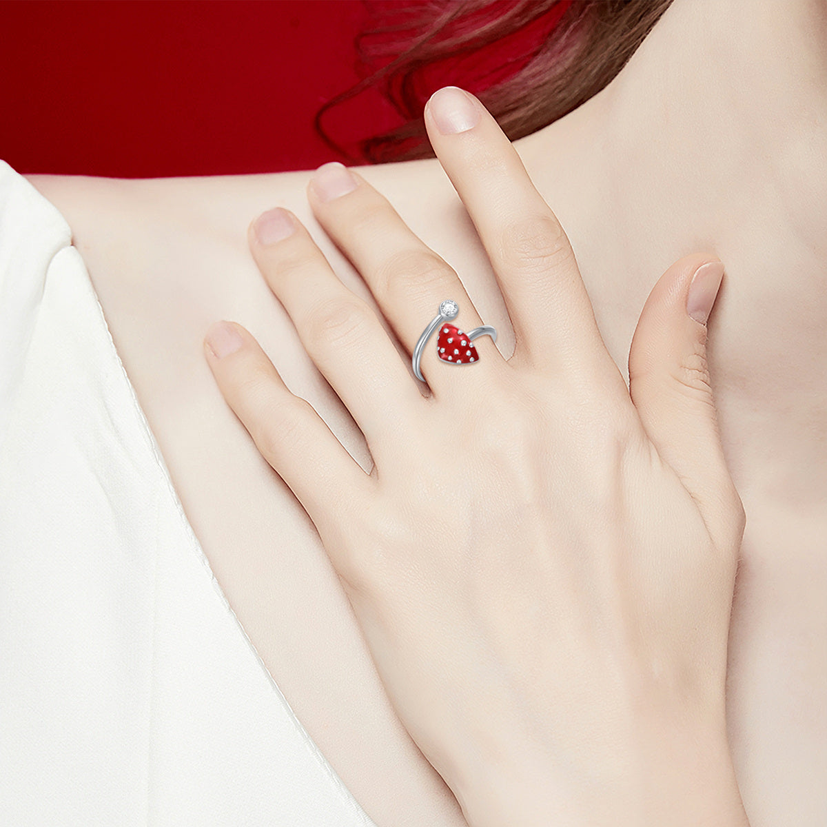 Red Mushroom Ring Red Mushroom Jewelry Gifts for Women Girls