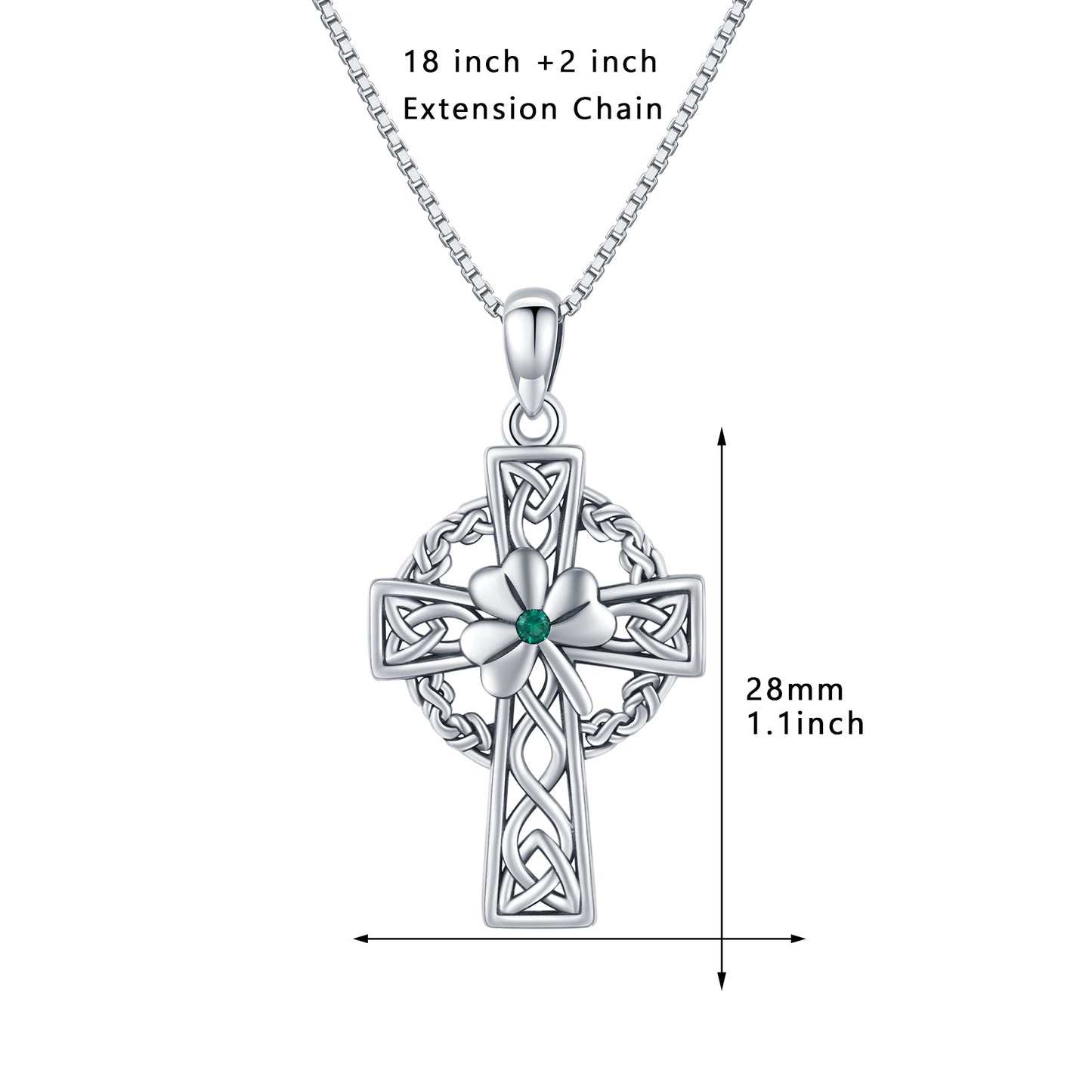 Celtic Cross Necklace 925 Sterling Silver Good Luck Clover Necklace Irish Celtic Knot Cross Vintage Shamrock Celtic Jewelry Gift